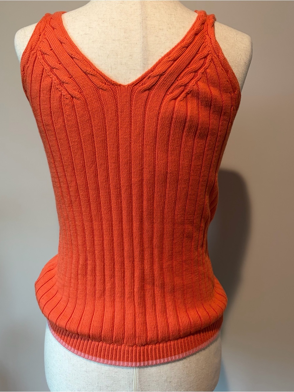 Talbots Orange Ribbed V-Neck Tank Top - Picture 4 of 6